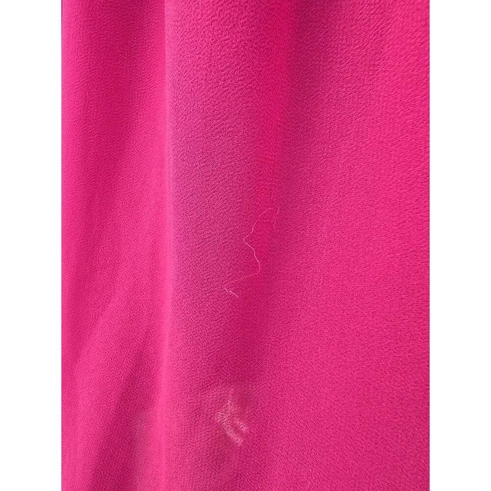 Self-Portrait Fuchsia Pink Chiffon Ruffle Lace Midi Dress Long Sleeve US 8 UK 12